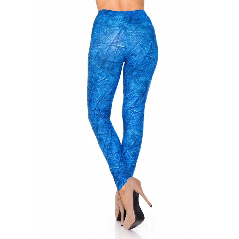 USAFashion Creamy Soft Blue Wrinkled Denim Kids Leggings - USA Fashion™